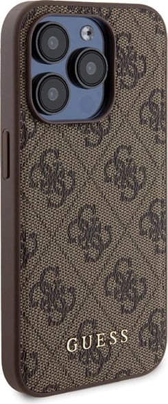 Mbështjellës Guess 4G Metal Logo për iPhone 15 Pro + Powerbank MagSafe 5000mAh, Kafe, Set