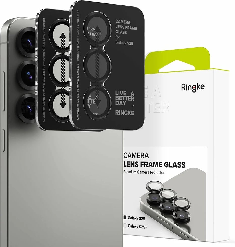 Mbrojtës kornize kamere Ringke për Samsung Galaxy S25, 2 copë, Zi