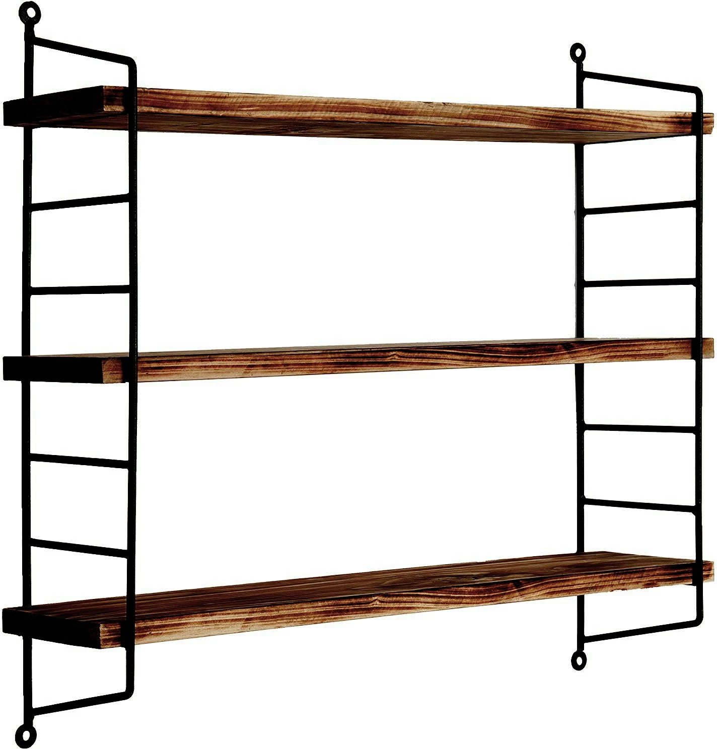 Raft dekorativ prej druri për mur, ngjyrë e zezë dhe arre, Hanah Home, Wr088