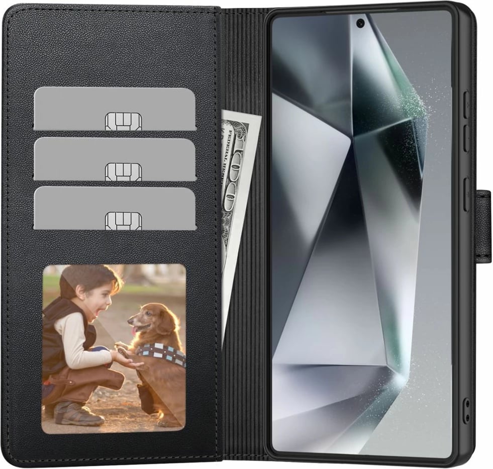 Mbështjellës Tech-Protect Wallet për Samsung Galaxy S25 Edge, i zi