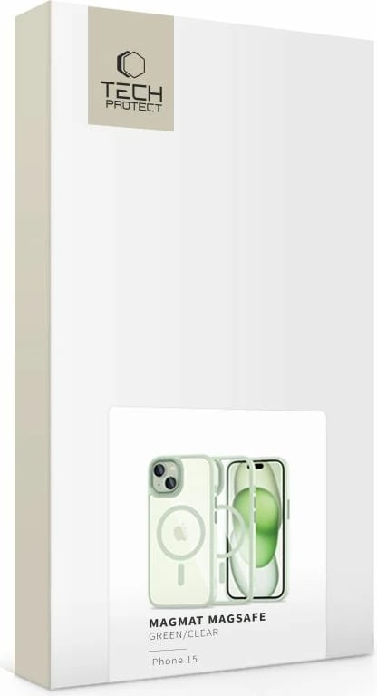 Mbështjellës Tech-Protect MagMat MagSafe për iPhone 15, Transparent, Gjelbër
