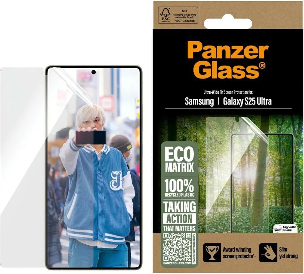 Mbrojtës ekrani PanzerGlass Eco Matrix për Samsung Galaxy S25 Ultra, xham i temperuar, transparent