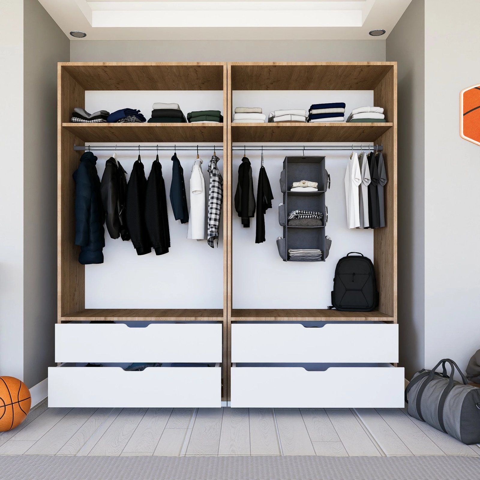 Dollap Skye Decor, ngjyrë arrë e çelët dhe e bardhë, Nisan 1600-021