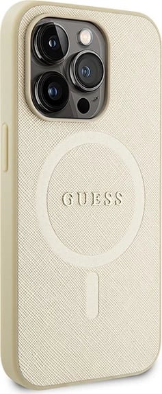 Mbështjellës Guess GUHMP15XPSAHMCB për iPhone 15 Pro Max 6.7", Saffiano MagSafe, ari Mbështjellës Guess GUHMP15XPSAHMCB për iPhone 15 Pro Max 6.7", Saffiano MagSafe, ari