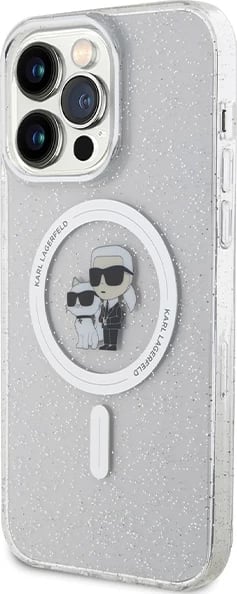 Mbështjellës Karl Lagerfeld KLHMP14XHGKCNOT për iPhone 14 Pro Max 6.7", transparent, Glitter MagSafe