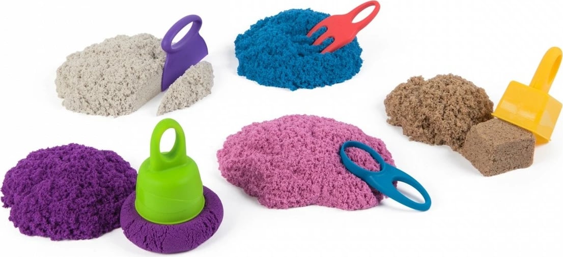 Set rërë kinetike Spin Master Kinetic Sand Sensory Box, 5 ngjyra, me valixhe