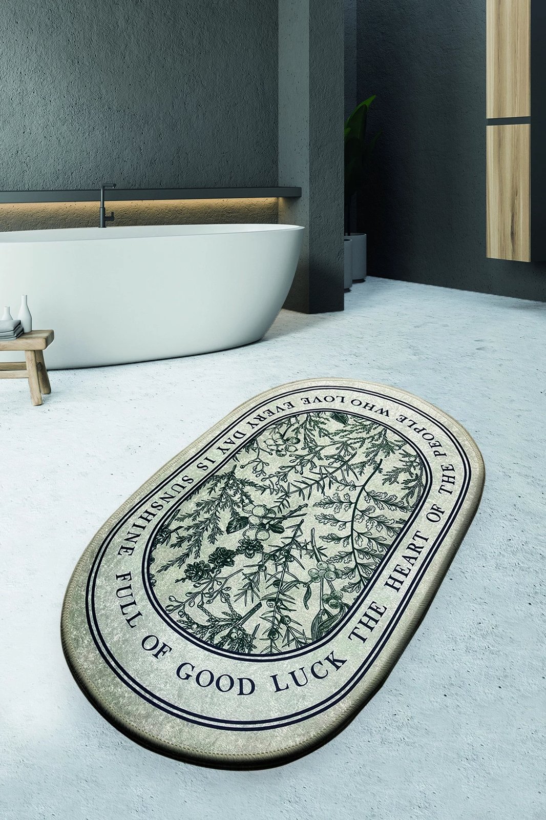 Tapet banje Mijölnir, Fullof, bezhë dhe e gjelbër, 70x120cm