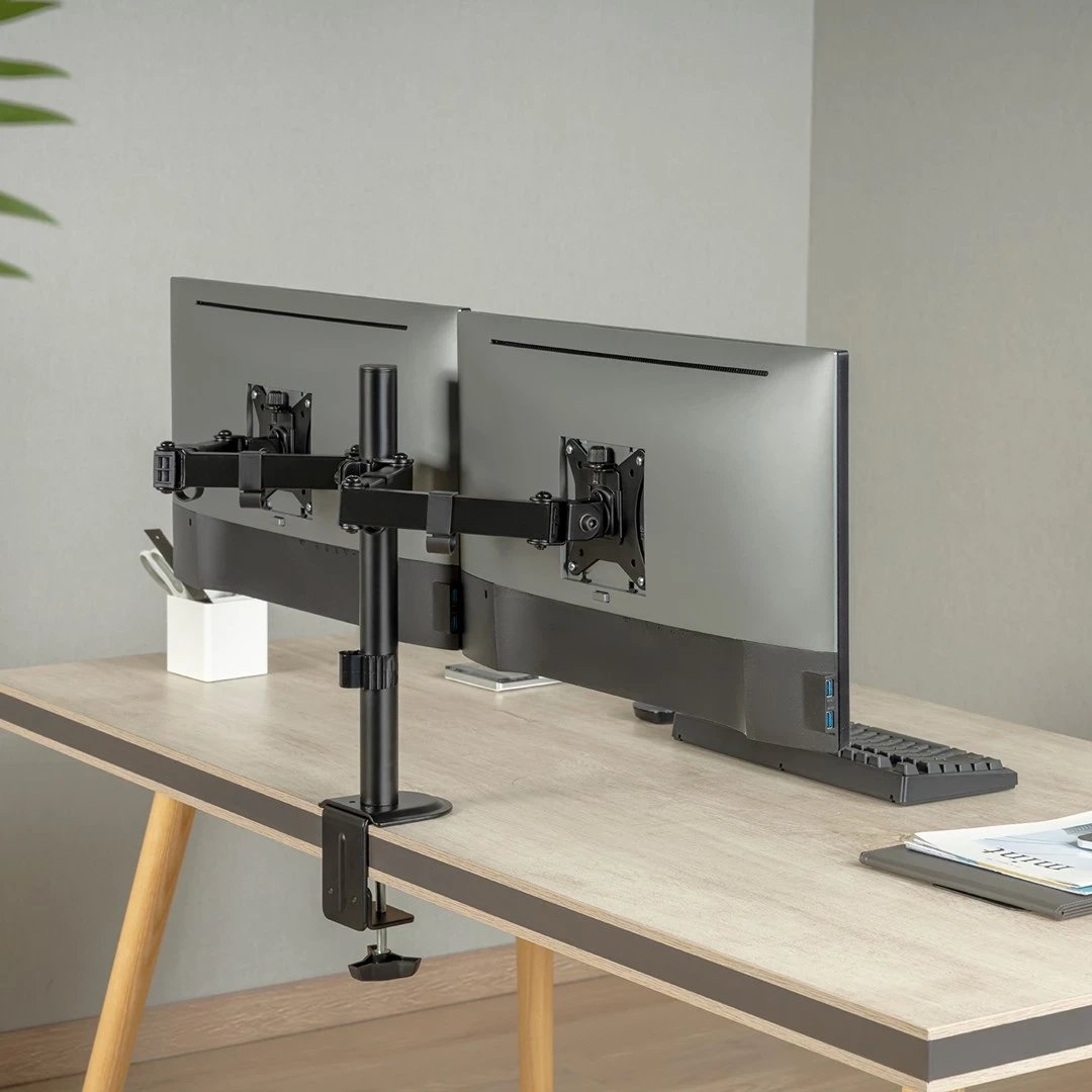 Mbajtës tavoline për 2 monitorë Maclean MC-754N, VESA 75x75 dhe 100x100, 17-32", i zi Mbajtës tavoline për 2 monitorë Maclean MC-754N, VESA 75x75 dhe 100x100, 17-32", i zi