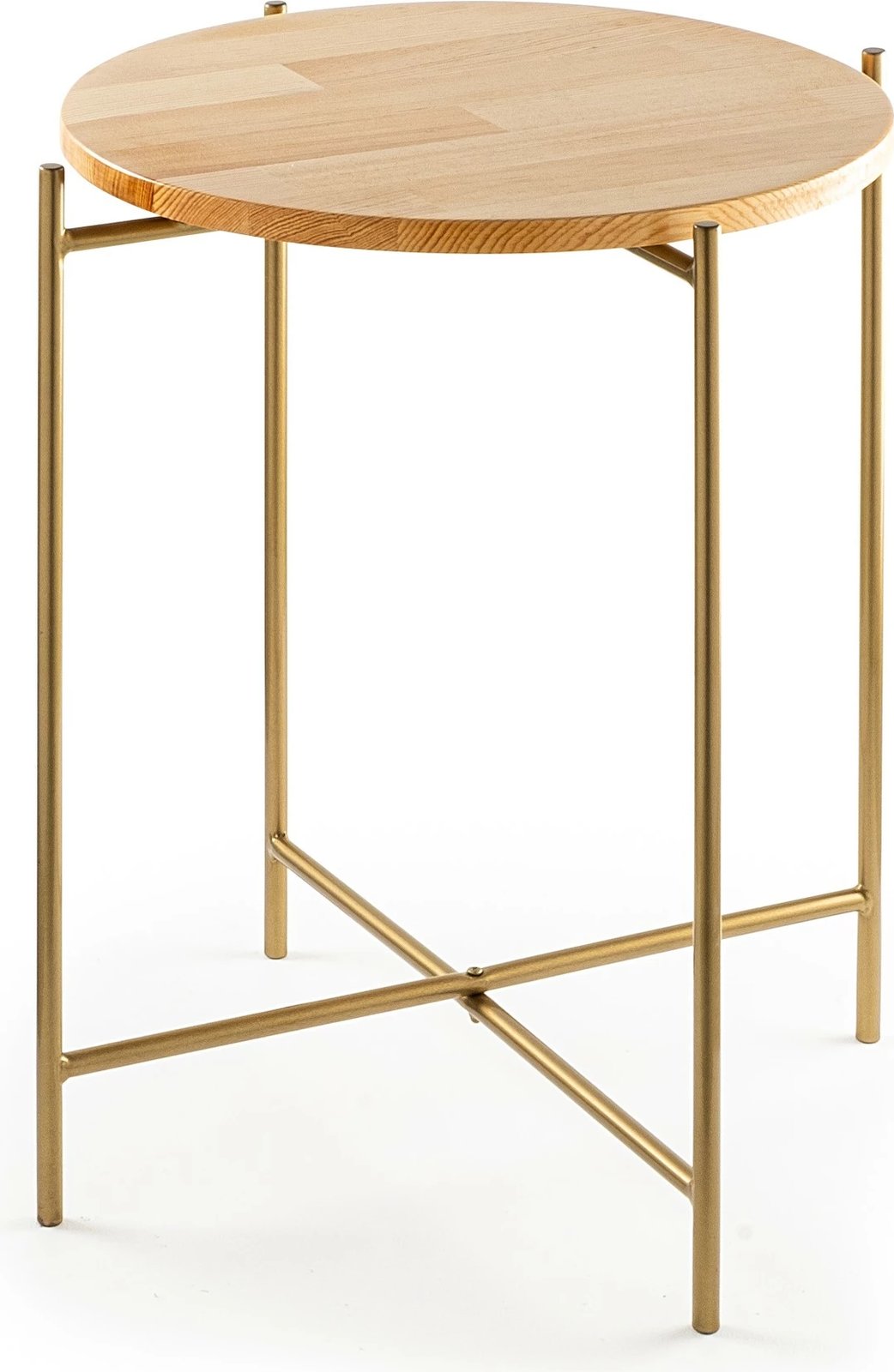 Tavolinë e ulët Hanah Home, SHB-004-A, ngjyrë ari dhe natyrale, 46x56x46 cm