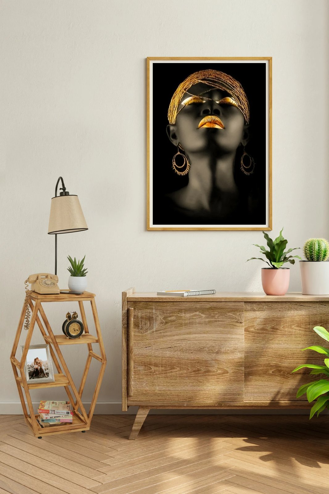 Llambë dyshemeje Opviq, ngjyrë wicker, me raft librash, 8526-4