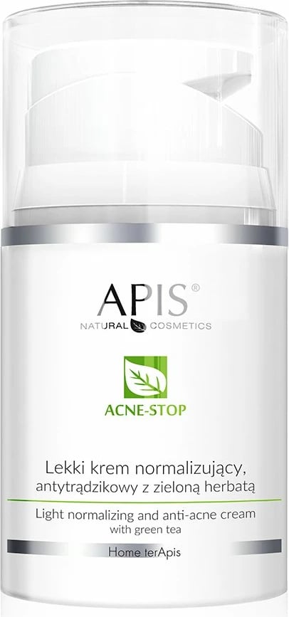 Krem për fytyrë për femra APIS Acne-Stop Light Normalizing Anti-Acne me ekstrakt çaji të gjelbër, 50ml