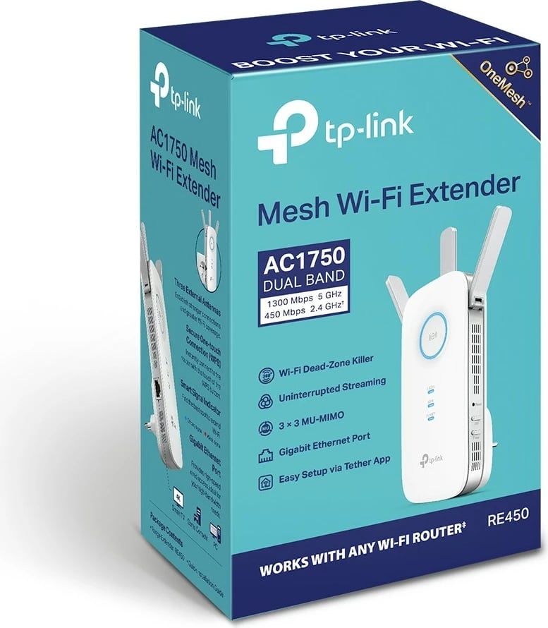 Zgjatues Wi-Fi TP-LINK RE450 AC1750, 3 antena, i bardhë