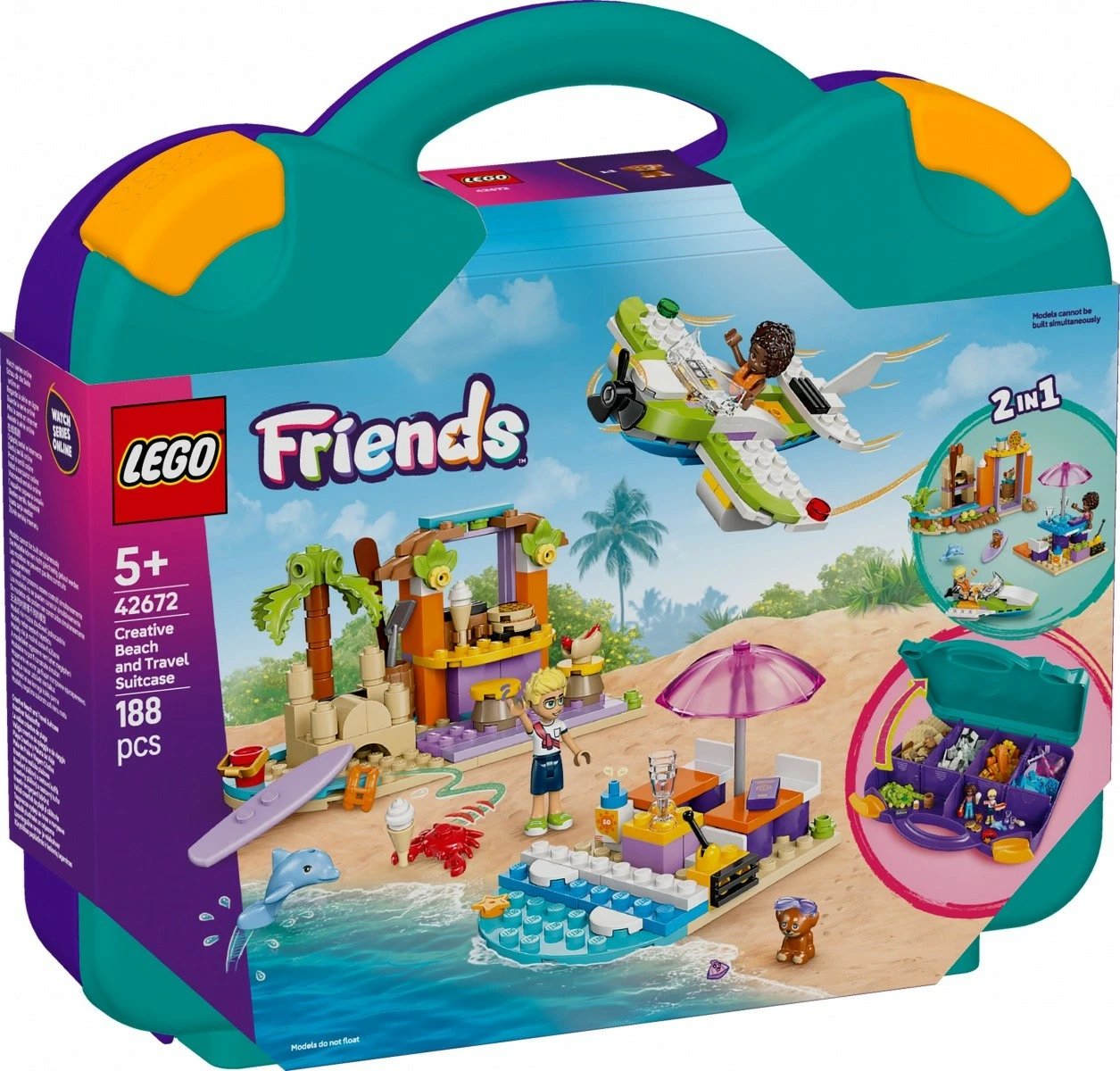Set ndërtimi LEGO Friends 42672 Creative Beach Suitcase, 188 pjesë, plastikë