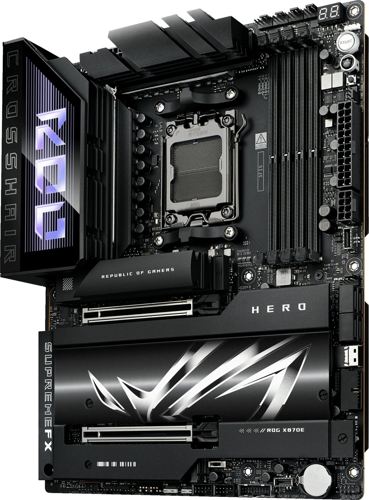 Pllakë amë ASUS ROG CROSSHAIR X870E HERO, AMD X870E, DDR5, ATX, Socket AM5, e zezë