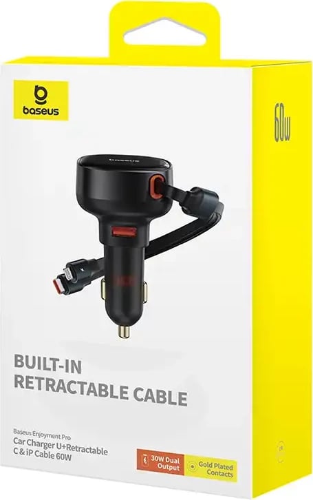 Karikues veture Baseus Enjoyment C00057802111-02 me kabllo USB-C & Lightning, 60W, zi
