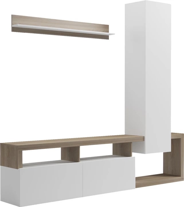 Set për dhomë dite Leganto, ngjyrë sonoma dhe e bardhë, 220.5x35x197.5cm