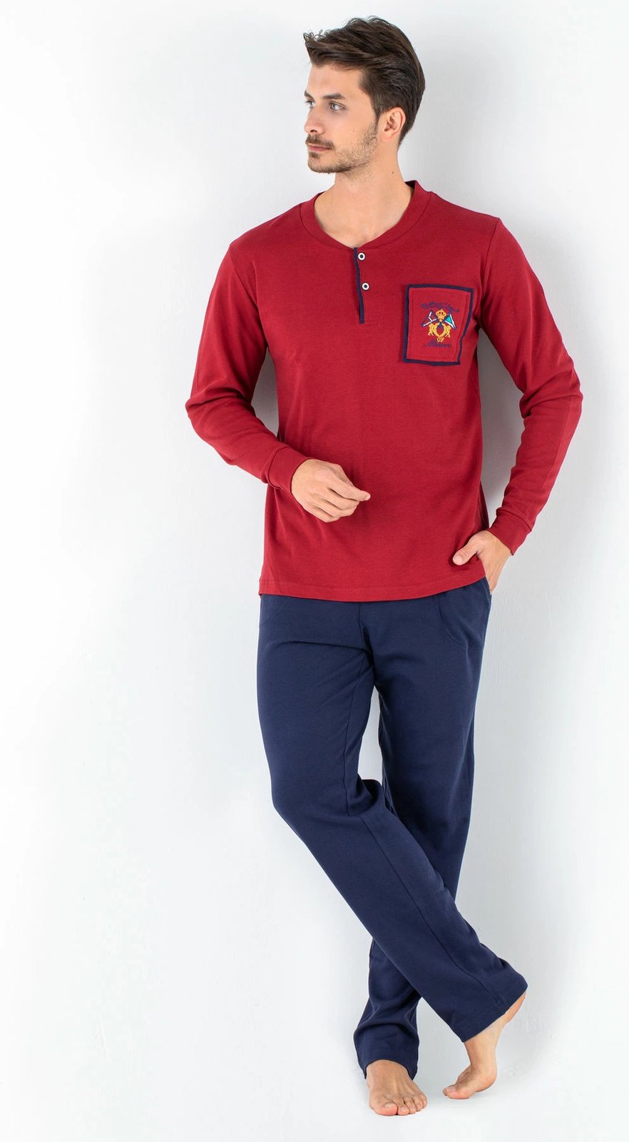 Pizhama për burra Jumeon, 256-020530, ngjyrë e kuqe e errët (Claret Red)