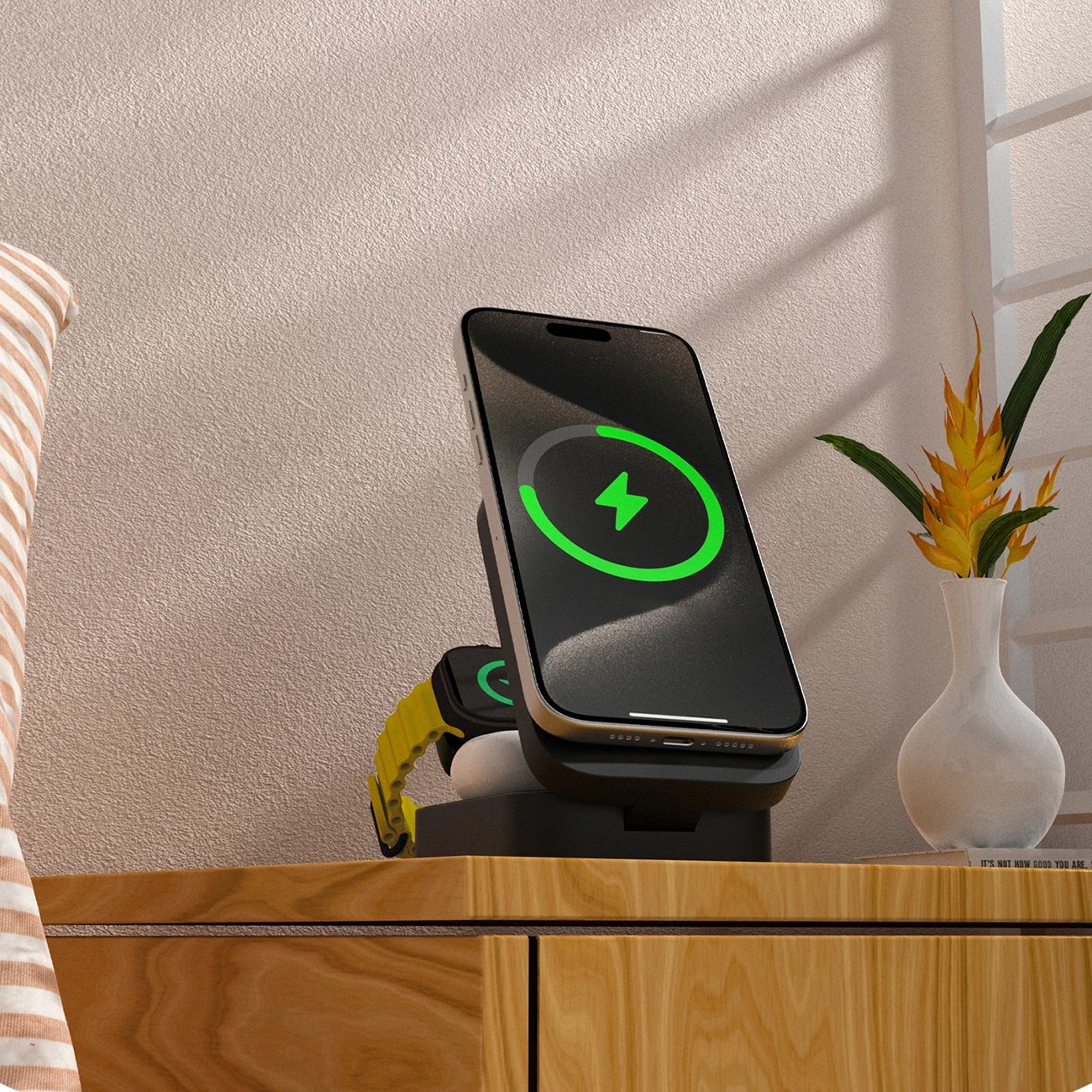 stacion karikimi pa tel 3-në-1, Dudao A11 Max, 15W MagSafe, hyrje USB-C, gri