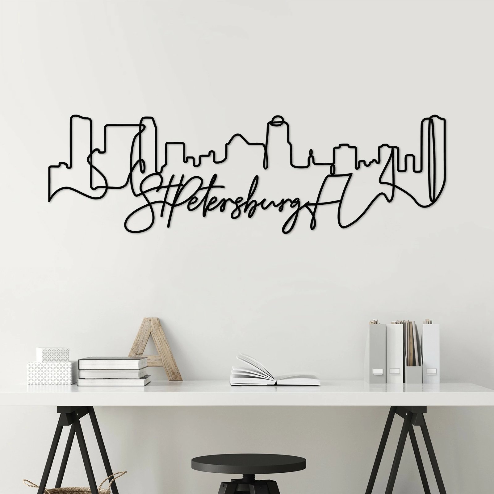 Aksesor dekorativ metalik për mur, St.Petersburg, Wallity, ngjyrë e zezë