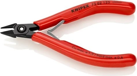Prerëse kabllosh Knipex KP-7502125, 125mm, dorezë plastike, çelik, e kuqe