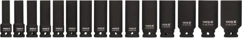 Set çelësa goditës YATO YT-1055, 1/2", i zi, 18 copë