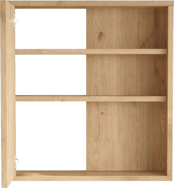 Dollap banjoje me pasqyrë, ngjyrë natyrale, 60x14.5x63.6 cm