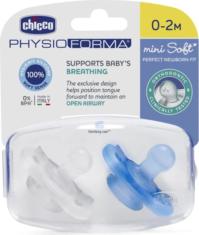 Biberon Chicco PhysioForma Mini Soft për djem, 2 copë
