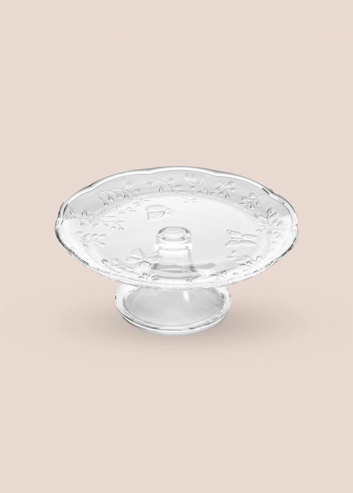 Pjatë për servirje ëmbëlsirash Hermia, xham transparent, CAM0499, 28x28x13cm