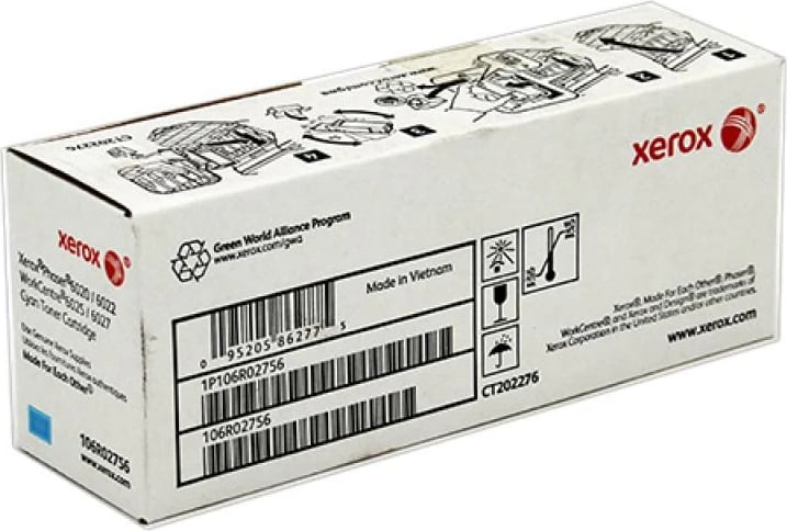 Toner Xerox 106R02756 kapacitet standard 1000 faqe për Phaser 6020/6022, WorkCentre 6025/6027, cyan