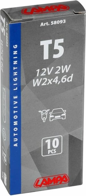 Lampa 12v 2w T5 W2x4,6d 10/1 Kuti D