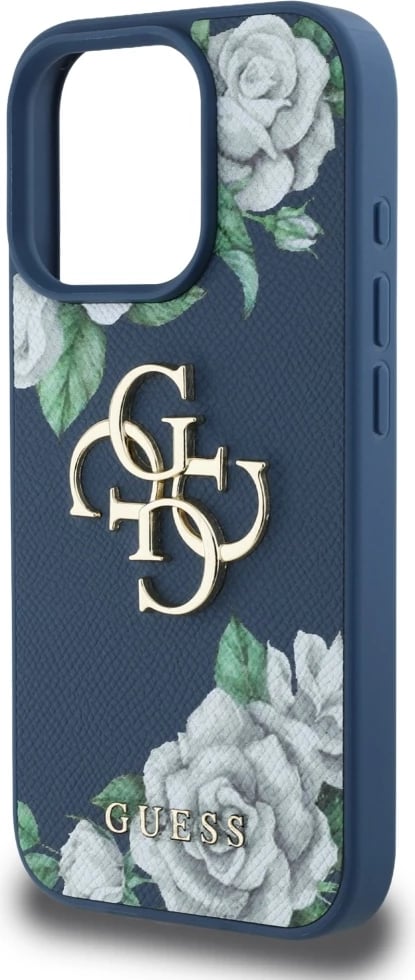 Mbështjellës Guess Grained Roses Big 4G logo për iPhone 16 Pro Max, Kaltër