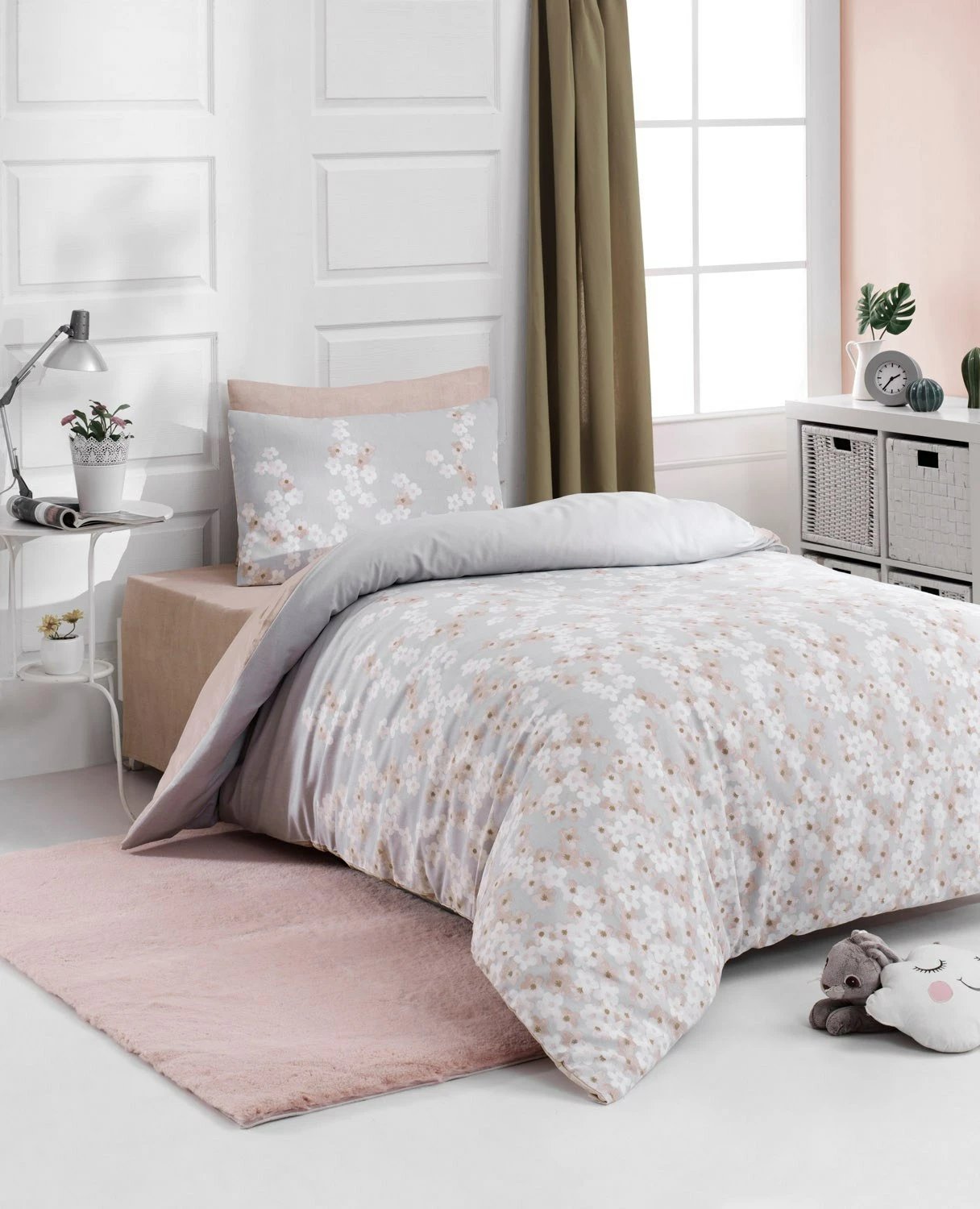 Set mbulesë jorgan për teke XXL, Piti Yaprak, ngjyrë dusty rose