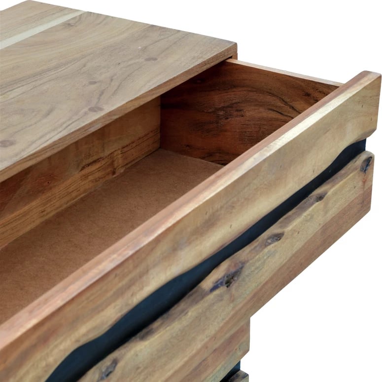 Komodë Imena, dru akacie masiv, këmbë metalike të zeza, 80x38x86.5cm