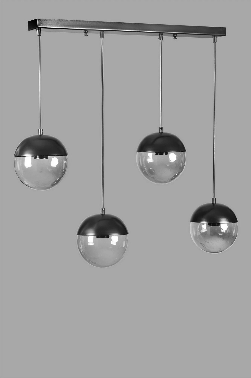 Llambë tavani Opviq, 4 sfera, ngjyrë gri e errët, xham, varëse