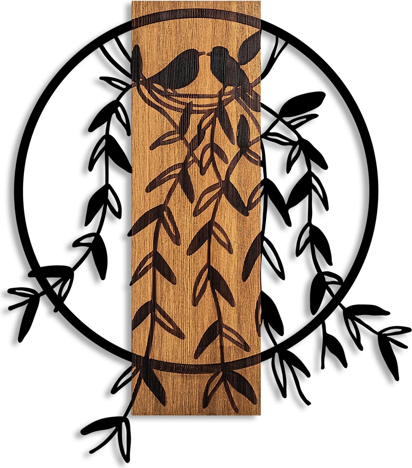 Aksesor dekorativ muri prej druri, Wallity, Fole zogjsh, ngjyrë arre/zezë, 56x56cm