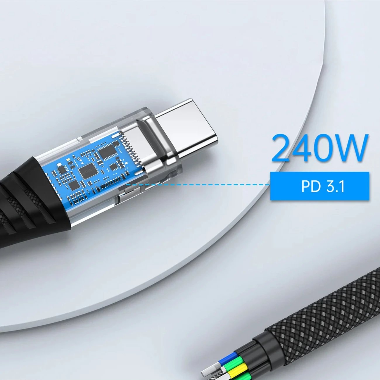 Kabllo USB-C në USB-C Choetech XCC-1051, 1.8m, 240W, e zezë