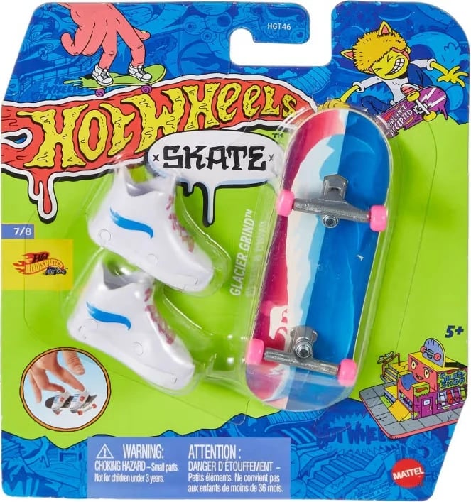Deskorollkë gishti Hot Wheels Skate Glacier Grind me këpucë gishti, shumëngjyrëshe