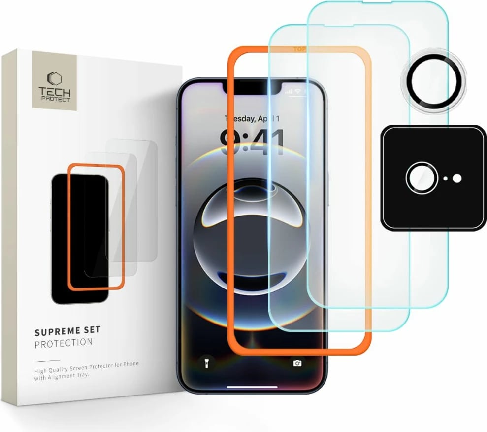 Set xham mbrojtës Tech-Protect Supreme për iPhone 16e, 3 copë, Transparent