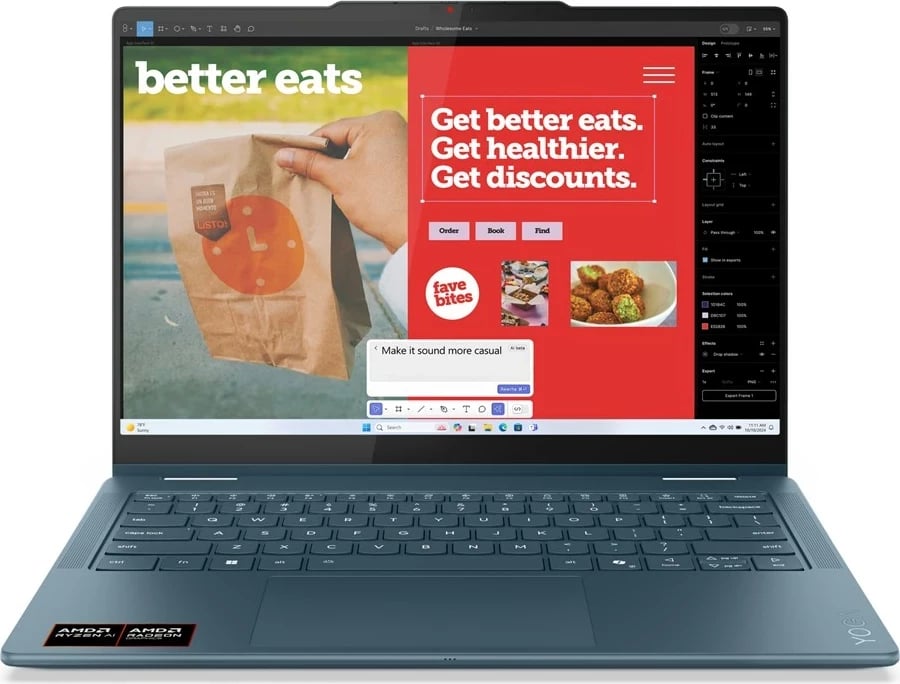 Laptop 2-në-1 Lenovo Yoga 7 14AKP10, AMD Ryzen AI 5 340, 16 GB RAM, 512 GB SSD, 14", Touchscreen, Teal
