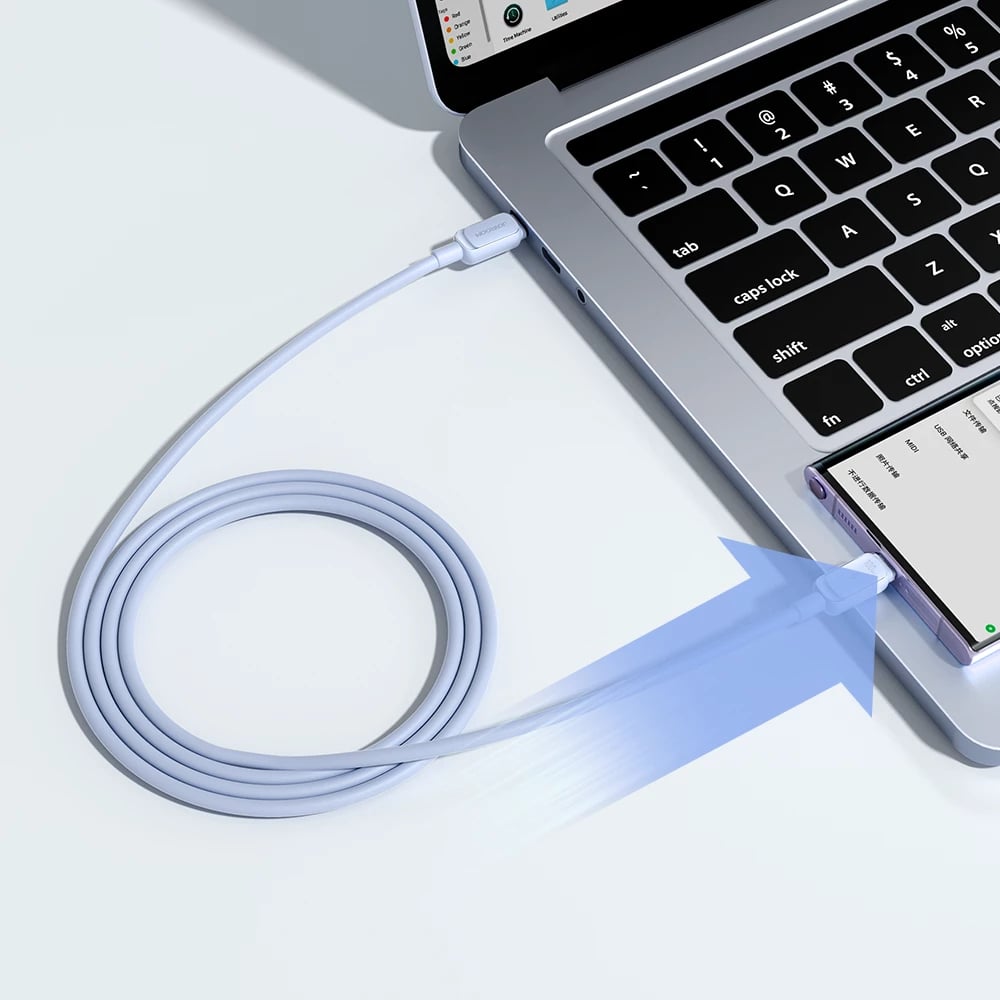 Kabllo USB-C në USB-C Joyroom Multi-Color Series A14, 1.2m, 100W, Kaltër