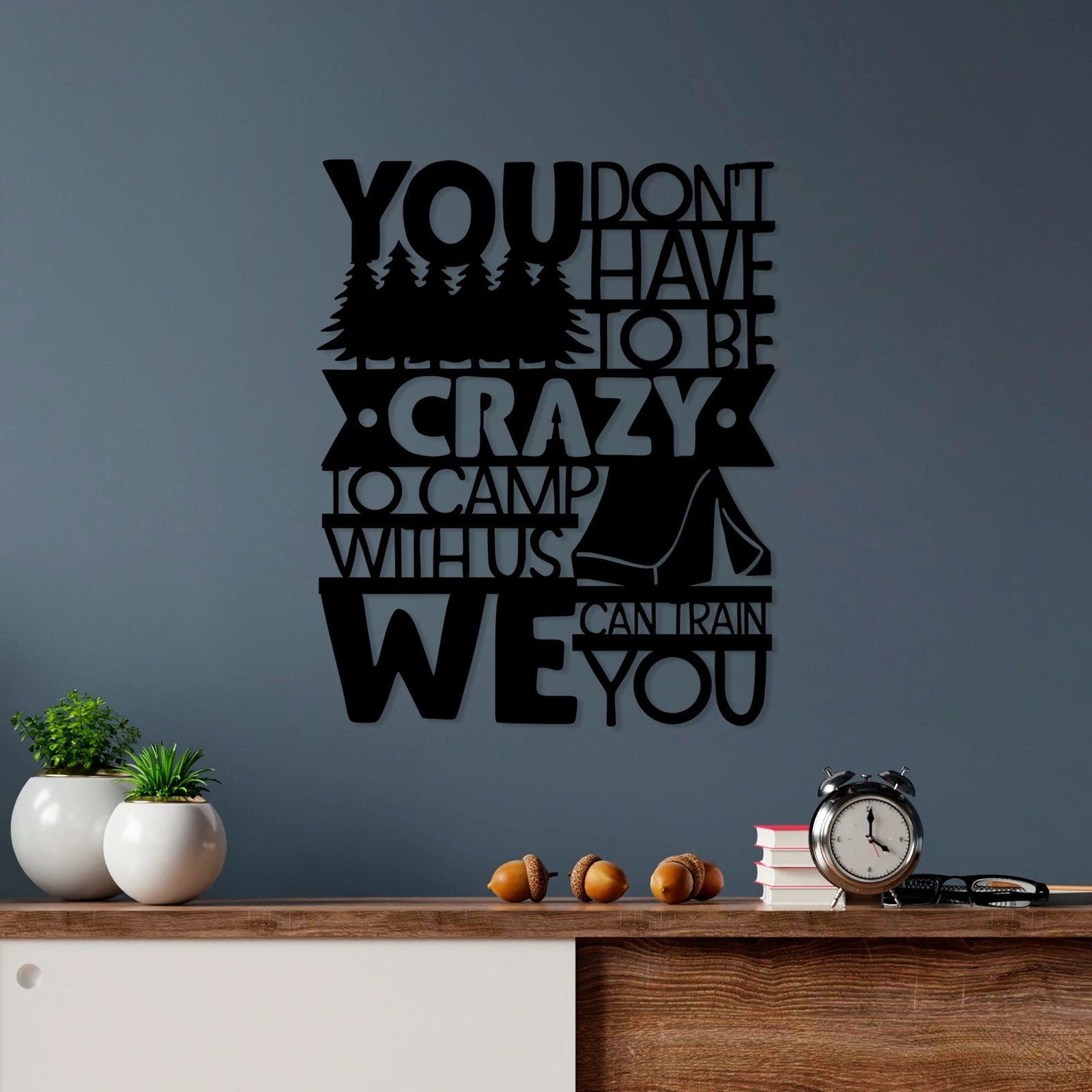 Aksesor dekorativ metalik për mur, Wallity, Camp With Us