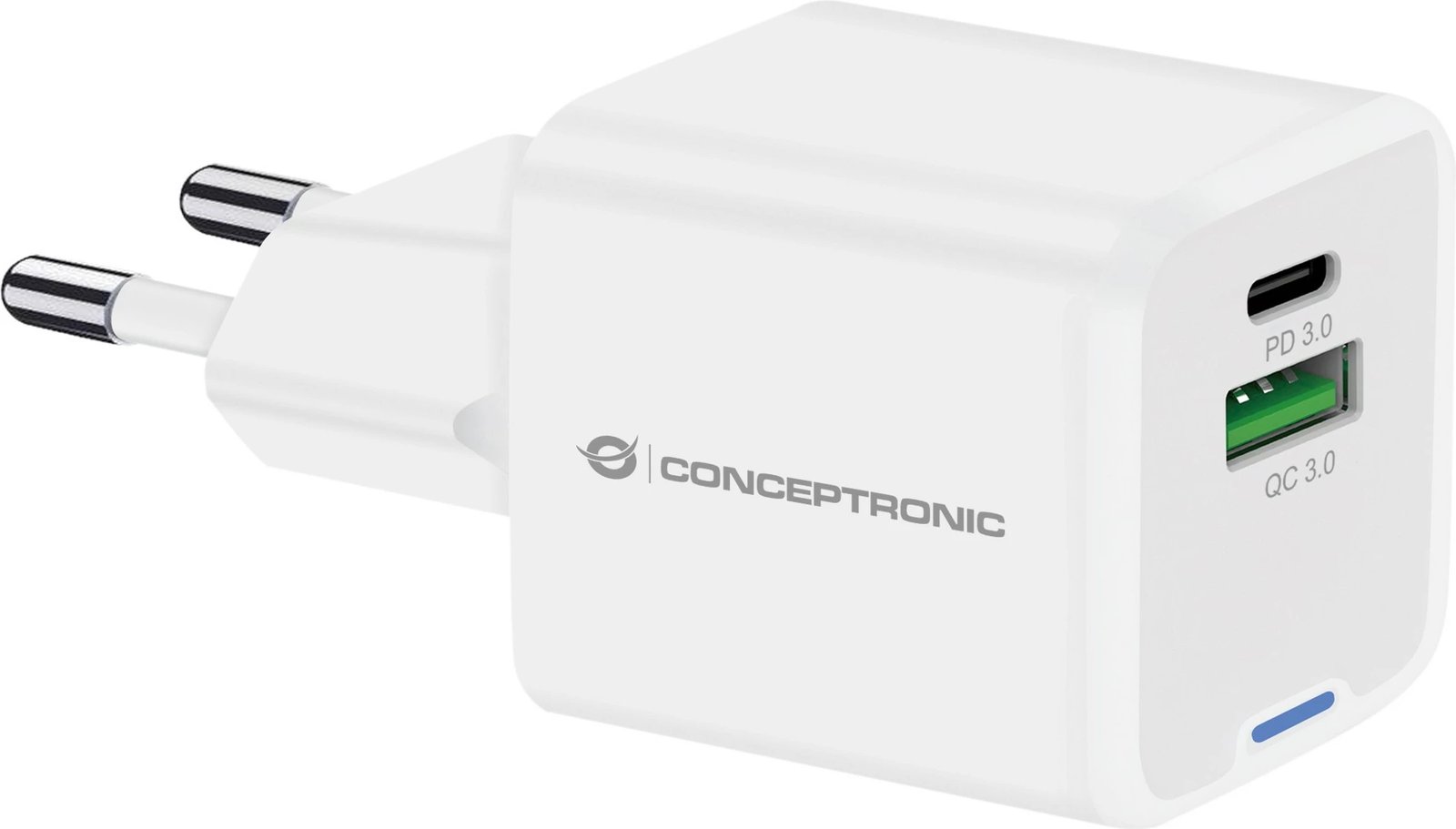 Karikues Conceptronic 2Port GaN USB-C/-A 20W PD3.0/PPS i bardhë