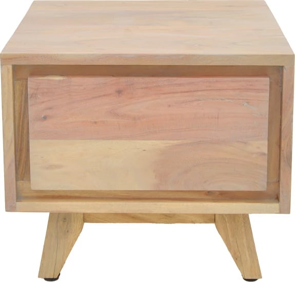 Komodinë Emira, dru akacie, ngjyrë natyrale, 40x40x35cm