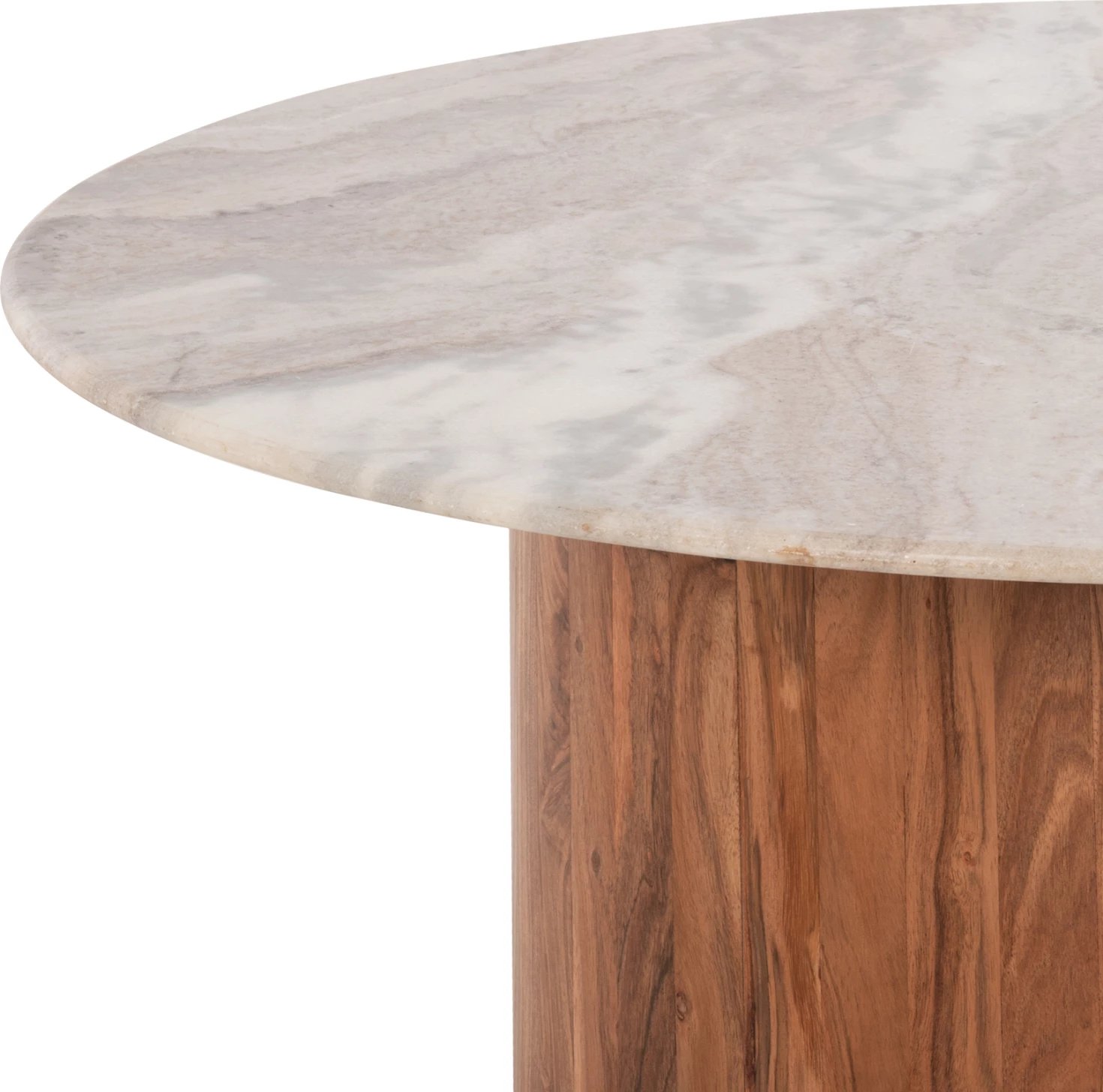 Tavolinë kafeje FORMEL FH9672 dru akacie, sipërfaqe mermeri e bardhë, Φ80x36H cm