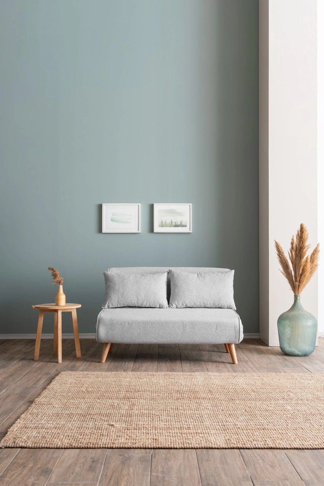 Divan-krevat dy ulëse, stof teddy, ngjyrë gri, Folde 2-Seater