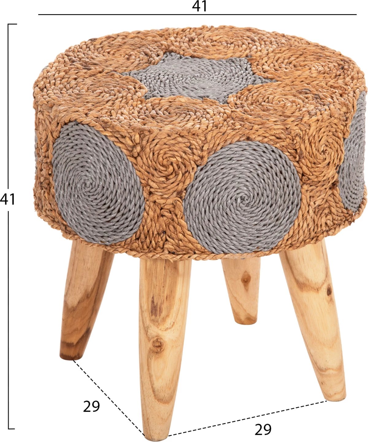 Karrige për bar BEAM FH7826 dru tik dhe rush deti natyral & gri Φ43x45Hcm