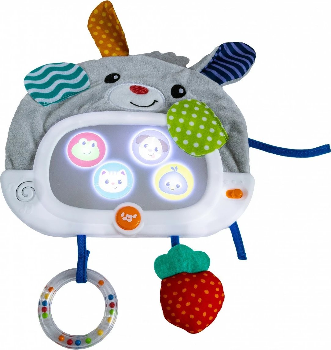 Lodër muzikore për krevat fëmijësh Smily Play Bunny me pasqyrë, gri/bardhë