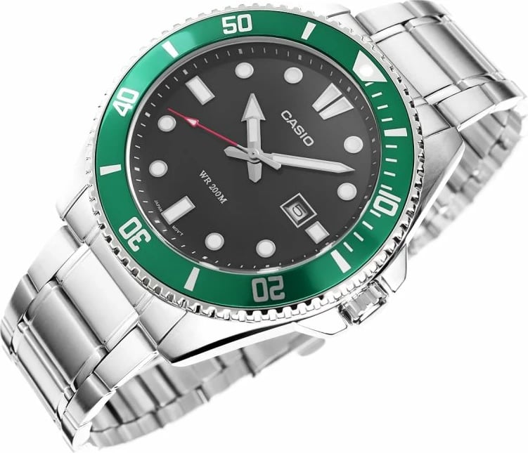 Orë dore për meshkuj Casio, argjendtë-jeshile