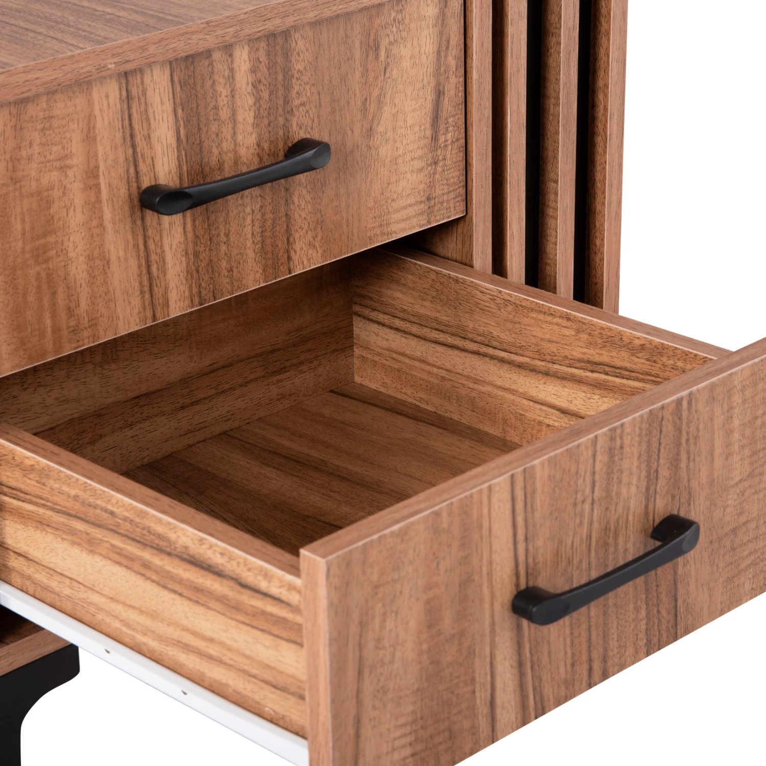 Komodinë nate HARRY FH2487.01 melaminë ngjyrë druri natyral-e zezë 55x43x48Hcm.