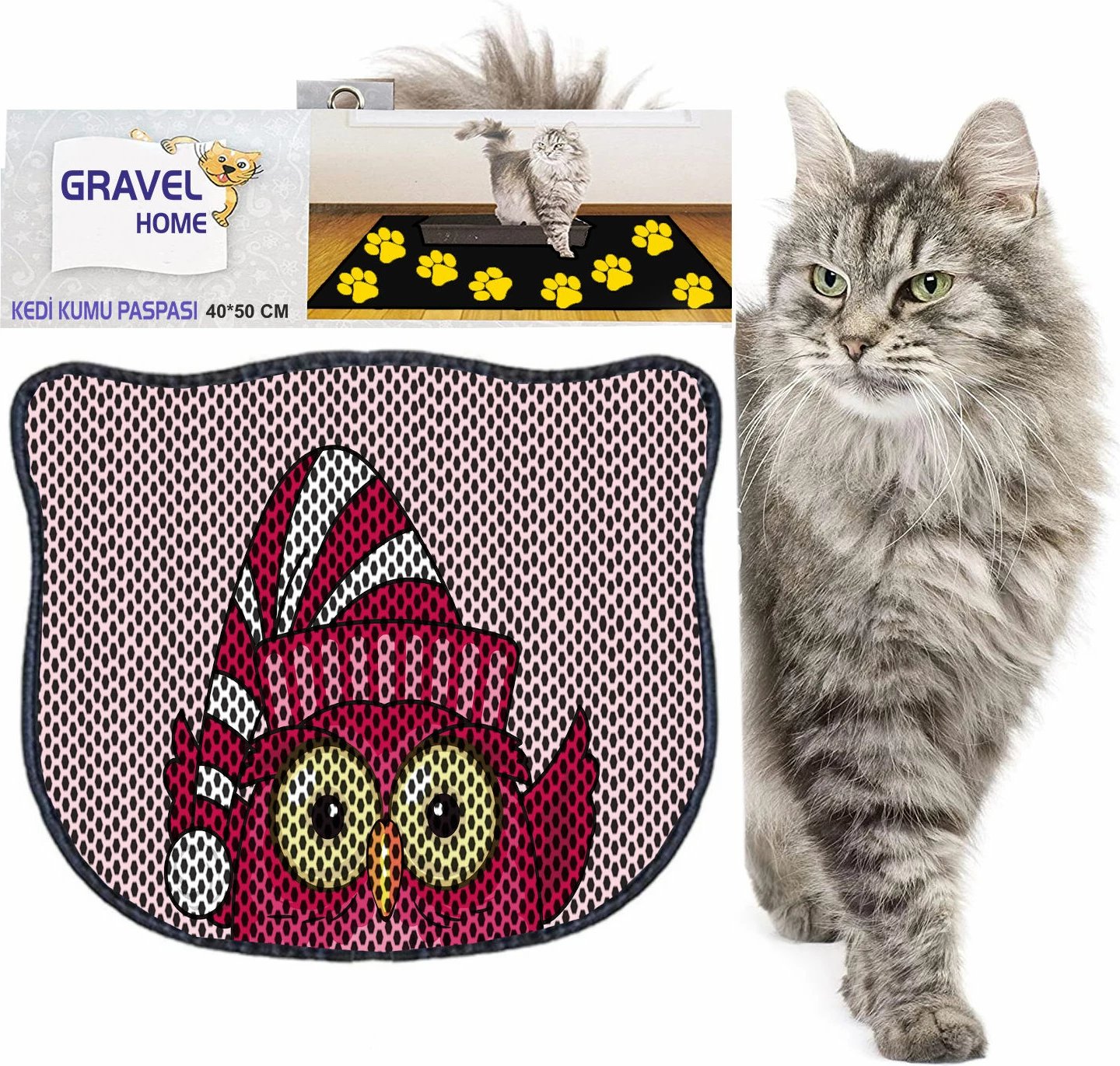 Tapet për rërë maceje, shumëngjyrësh, Paws & Whiskers, Kdkafa0082, 40x50cm